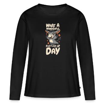 Muli Esel Fucked Up Day - Frauen Premium Bio Langarmshirt - Schwarz - Vorne - Julia (174cm)