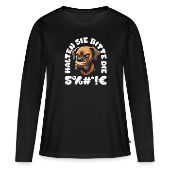 Great Dane, please keep your mouth shut - Women's Premium Organic Long Sleeve Shirt - black - Front - Julia (174cm)