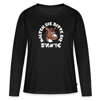 Muli Esel Halten Sie Bitte Die Fresse - Frauen Premium Bio Langarmshirt - Schwarz - Vorne - Julia (174cm)