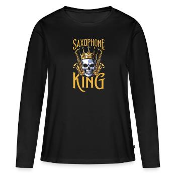 Saxophone Saxophone Crâne Saxophone King - T-shirt manches longues Premium bio Femme - noir - Devant - Julia (174cm)