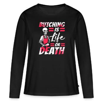 Boucher Boucher Boucher Squelette de Boucher - T-shirt manches longues Premium bio Femme - noir - Devant - Julia (174cm)