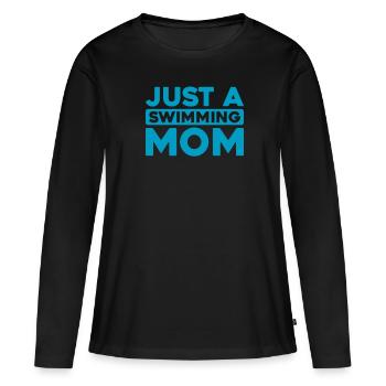 Nageur nageur juste une maman nageuse - T-shirt manches longues Premium bio Femme - noir - Devant - Julia (174cm)