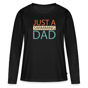 Nageur nageur juste un papa nageur - T-shirt manches longues Premium bio Femme - noir - Devant - Julia (174cm)