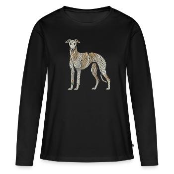 Greyhound Greyhound Empreinte digitale - T-shirt manches longues Premium bio Femme - noir - Devant - Julia (174cm)