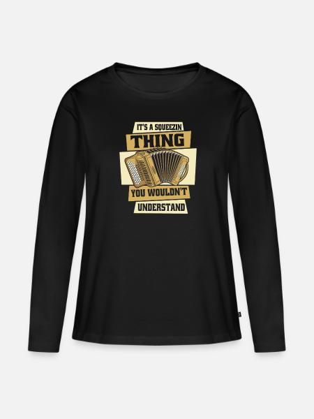 Akkordeon - Frauen Premium Bio Langarmshirt - Schwarz