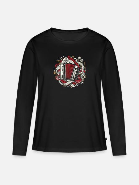 Akkordeon - Frauen Premium Bio Langarmshirt - Schwarz