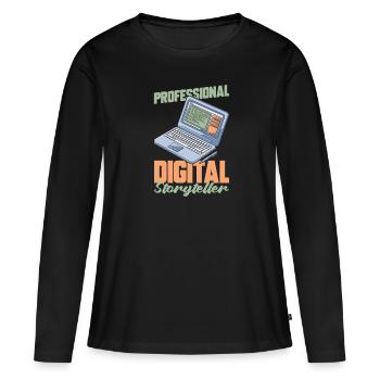 Blogger Blogging - Women's Premium Organic Long Sleeve Shirt - black - Front - Julia (174cm)