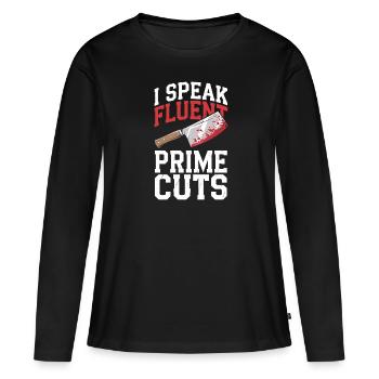 Bouchers, bouchers, bouchers - T-shirt manches longues Premium bio Femme - noir - Devant - Julia (174cm)