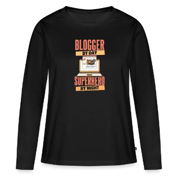 Blogger Blogging - Women's Premium Organic Long Sleeve Shirt - black - Front - Julia (174cm)