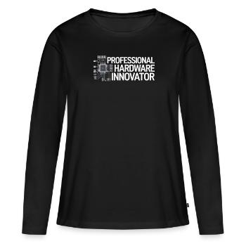 Ingénieur matériel - T-shirt manches longues Premium bio Femme - noir - Devant - Julia (174cm)