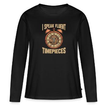Horloger - T-shirt manches longues Premium bio Femme - noir - Devant - Julia (174cm)