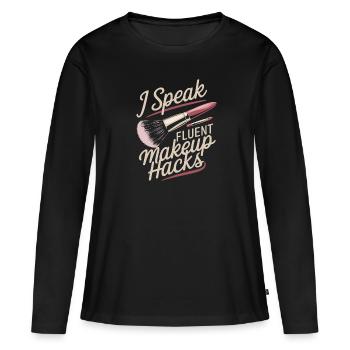 Spécialiste de la beauté - T-shirt manches longues Premium bio Femme - noir - Devant - Julia (174cm)
