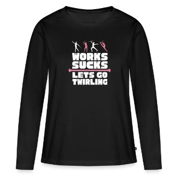 Bâton tournant de tige virevoltant - T-shirt manches longues Premium bio Femme - noir - Devant - Julia (174cm)