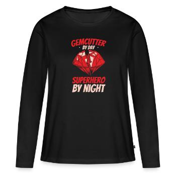 Tailleur de pierres précieuses - T-shirt manches longues Premium bio Femme - noir - Devant - Julia (174cm)
