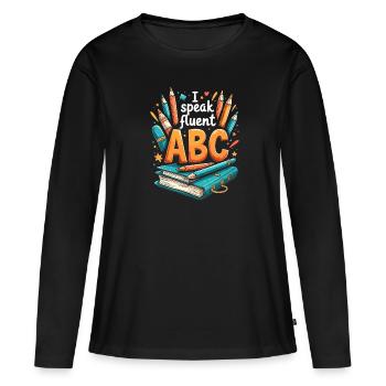 Professeur d’école primaire - T-shirt manches longues Premium bio Femme - noir - Devant - Julia (174cm)
