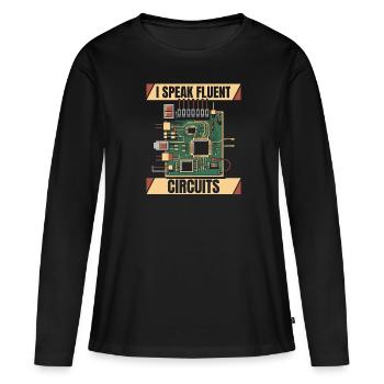 Ingénieur matériel - T-shirt manches longues Premium bio Femme - noir - Devant - Julia (174cm)