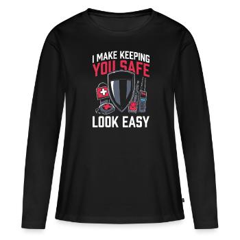 Garde du corps - T-shirt manches longues Premium bio Femme - noir - Devant - Julia (174cm)
