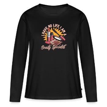 Spécialiste de la beauté - T-shirt manches longues Premium bio Femme - noir - Devant - Julia (174cm)