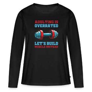 Musculation bodybuilders - T-shirt manches longues Premium bio Femme - noir - Devant - Julia (174cm)