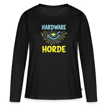 Équipe d’ingénieurs matériels - T-shirt manches longues Premium bio Femme - noir - Devant - Julia (174cm)