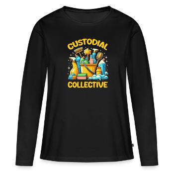 L’équipe de la banque dépositaire - T-shirt manches longues Premium bio Femme - noir - Devant - Julia (174cm)