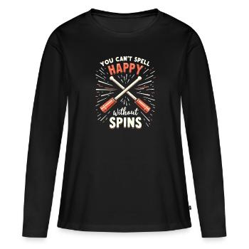 Bâton tournant de tige virevoltant - T-shirt manches longues Premium bio Femme - noir - Devant - Julia (174cm)