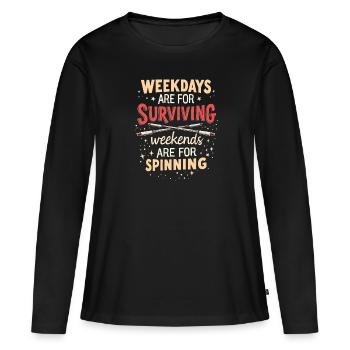 Bâton tournant de tige virevoltant - T-shirt manches longues Premium bio Femme - noir - Devant - Julia (174cm)