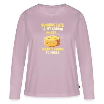 Production de fromage - T-shirt manches longues Premium bio Femme - rose poudré - Devant - Julia (174cm)