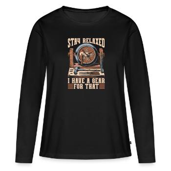 Horloger - T-shirt manches longues Premium bio Femme - noir - Devant - Julia (174cm)