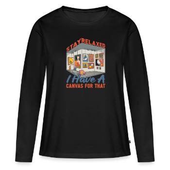 Marchand d’art - T-shirt manches longues Premium bio Femme - noir - Devant - Julia (174cm)