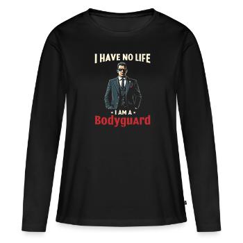 Garde du corps - T-shirt manches longues Premium bio Femme - noir - Devant - Julia (174cm)