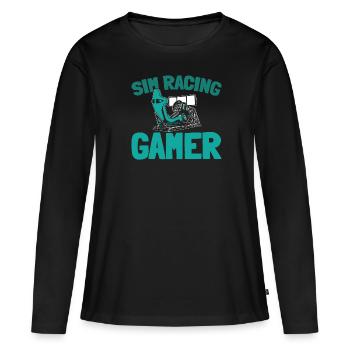 Sim Racing - T-shirt manches longues Premium bio Femme - noir - Devant - Julia (174cm)