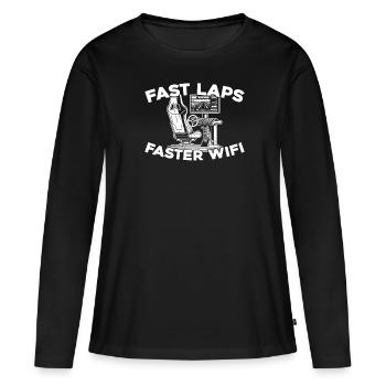 Sim Racing - T-shirt manches longues Premium bio Femme - noir - Devant - Julia (174cm)