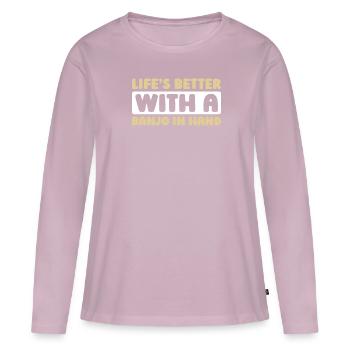 Banjo - T-shirt manches longues Premium bio Femme - rose poudré - Devant - Julia (174cm)