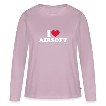Airsoft - T-shirt manches longues Premium bio Femme - rose poudré - Devant - Julia (174cm)