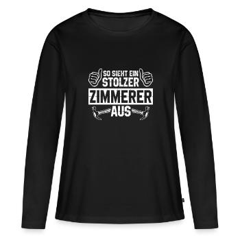 Zimmerer | Zimmerei Handwerk Handwerker Geschenke - Frauen Premium Bio Langarmshirt - Schwarz - Vorne - Julia (174cm)