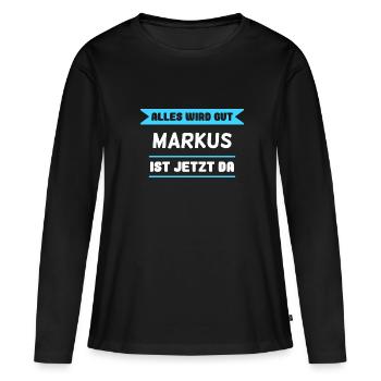 Markus Name Design für stolze Markus - Frauen Premium Bio Langarmshirt - Schwarz - Vorne - Julia (174cm)