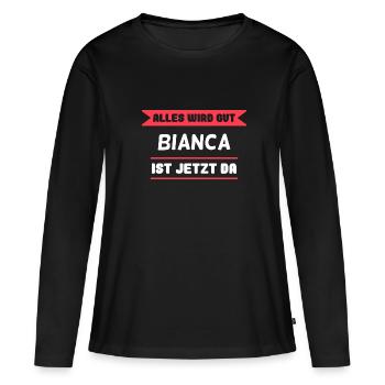 Bianca Name Design für stolze Biancas - Frauen Premium Bio Langarmshirt - Schwarz - Vorne - Julia (174cm)