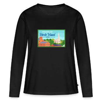 Rhode Island Fil-Am Design pour Proud Pinoys - T-shirt manches longues Premium bio Femme - noir - Devant - Julia (174cm)