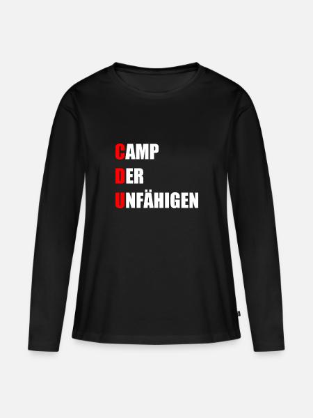 CDU Camp der Unfähigen Lustig - Frauen Premium Bio Langarmshirt - Schwarz