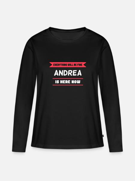 Andrea Name Spruch für stolzen Andreas - Frauen Premium Bio Langarmshirt - Schwarz