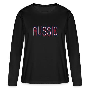AUSSIE - T-shirt manches longues Premium bio Femme - noir - Devant - Julia (174cm)