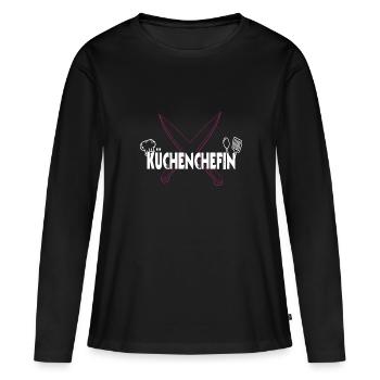 Küchenchefin- Koch kochen Küche Frauen Spruch - Frauen Premium Bio Langarmshirt - Schwarz - Vorne - Julia (174cm)
