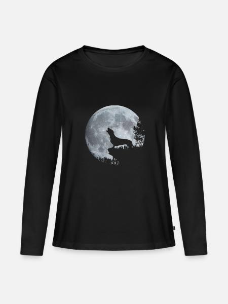Dackel Mond - Frauen Premium Bio Langarmshirt - Schwarz
