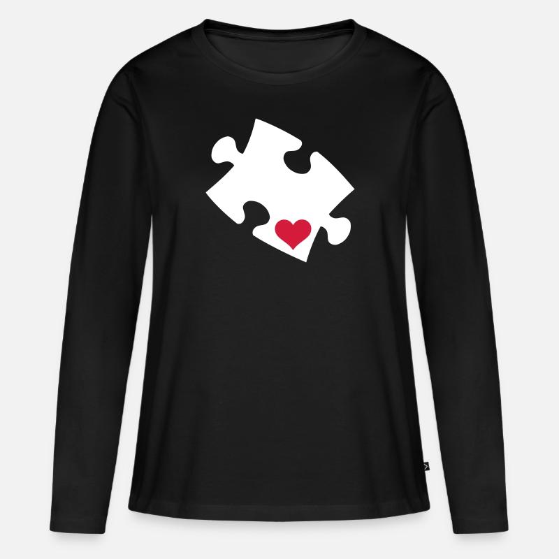 Puzzle - Frauen Premium Bio Langarmshirt - Schwarz