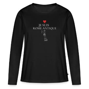 Je suis Rome antique femme debout blanc coeur - T-shirt manches longues Premium bio Femme - noir - Devant - Julia (174cm)