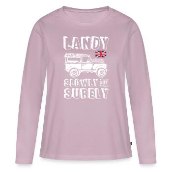 Landy Slowly But Surely - Women's Premium Organic Long Sleeve Shirt - dusky pink - Front - Julia (174cm)