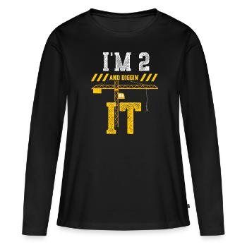 J’ai 2 ans et je le creuse - T-shirt manches longues Premium bio Femme - noir - Devant - Julia (174cm)