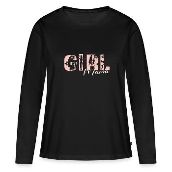 Maman fille - T-shirt manches longues Premium bio Femme - noir - Devant - Julia (174cm)