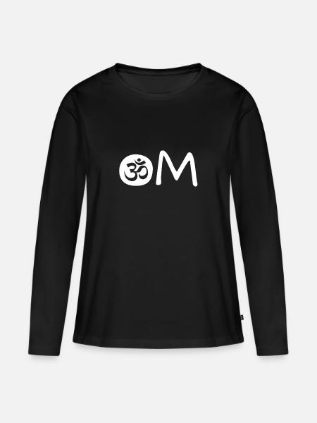 Om Chakra Yoga Namaste - Frauen Premium Bio Langarmshirt - Schwarz